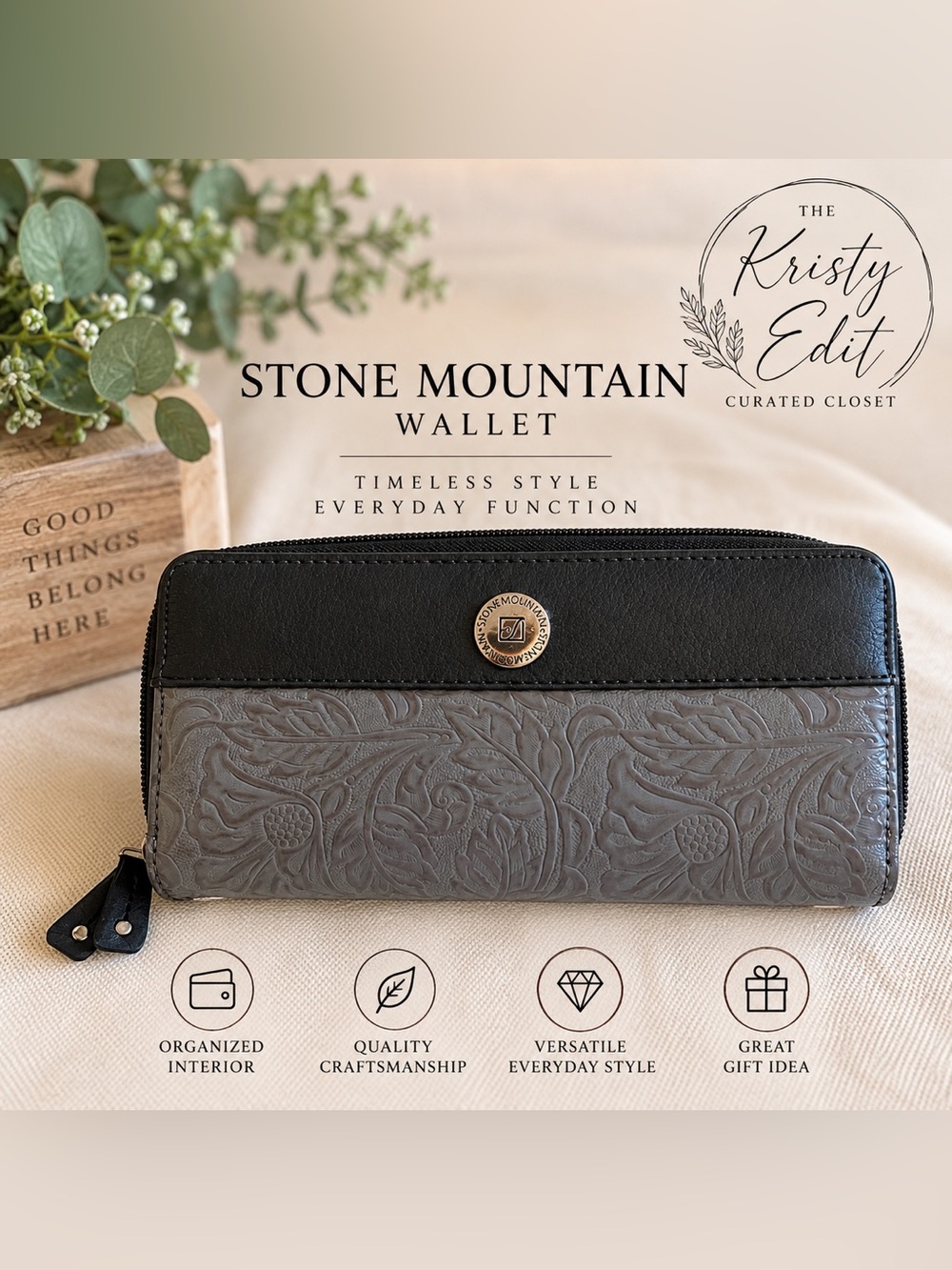 Stone Mountain Embossed Floral Zip-Around Wallet